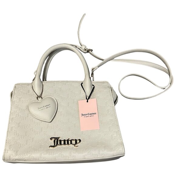NWT Juicy Couture Crossbody Purse Ladylike Satchel Bag Cream White Crystal - Picture 2 of 12